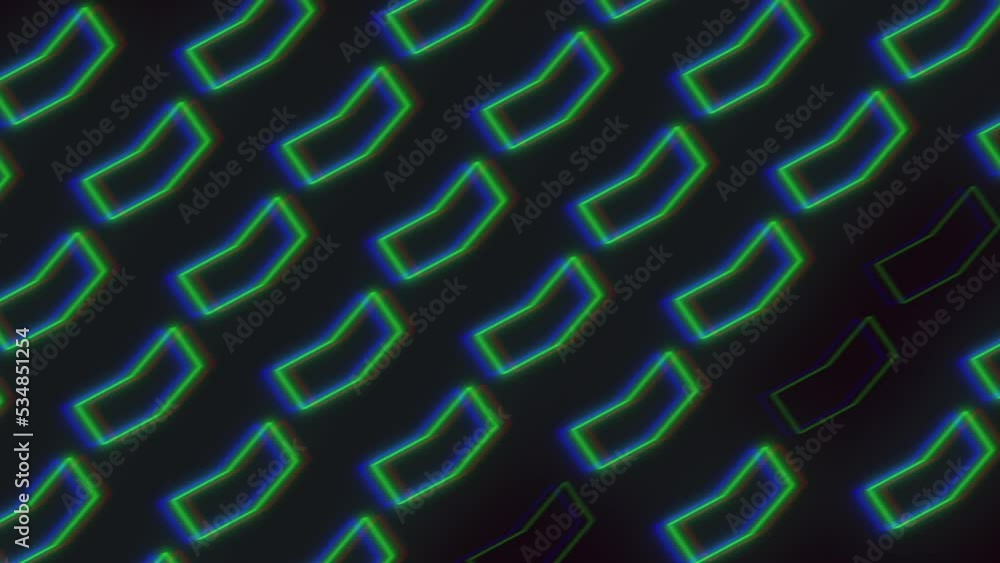 Retro pattern with geometric shape in rows and glitch effect on black gradient, motion abstract futuristic, cyber, club and music style background Retro pattern with geometric shape in rows and glitch effect on black gradient, motion abstract futuristic, cyber, club and music style background