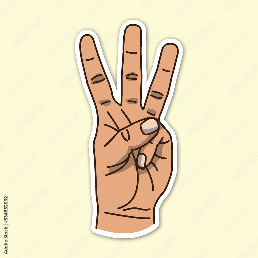 three hand poses, editable cartoon style sticker vector three hand poses, editable cartoon style sticker vector