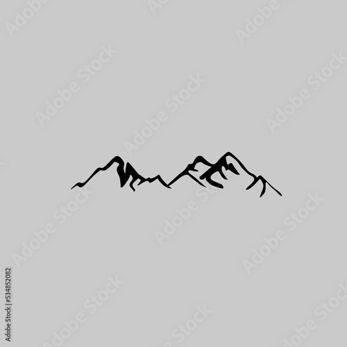 mountain landscape illustration design, simple line mountain 