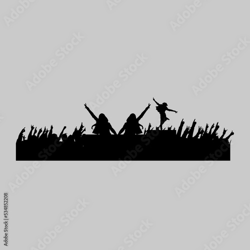 illustration of silhouette people dancer and DJ © chen.design