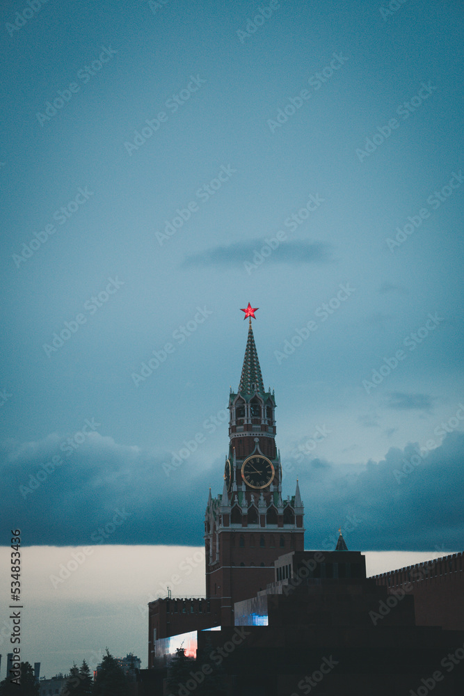 Kremlin red star, Moscow, Russia