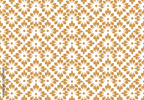 Flower geometric pattern. Seamless vector background. White and gold ornament