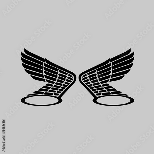 bird wings and circle at the bottom illustration design