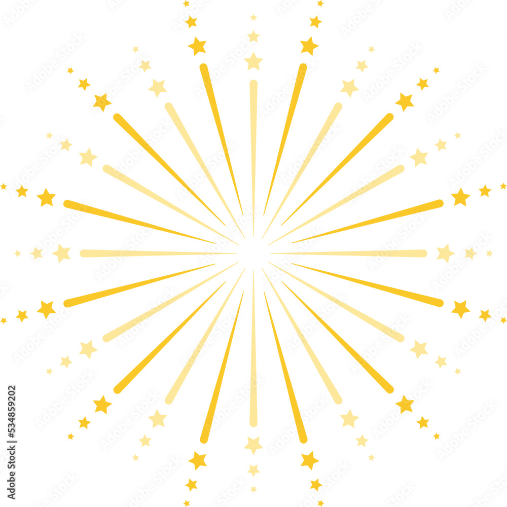 Star shape gold fireworks explosion pattern. Flat art deco style star shaped firework pattern. Christmas festive graphic design, carnival shine decoration Star shape gold fireworks explosion pattern. Flat art deco style star shaped firework pattern. Christmas festive graphic design, carnival shine decoration
