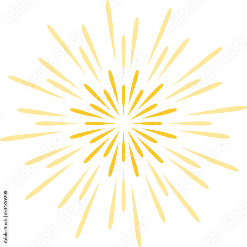 Star shape gold fireworks explosion pattern. Flat art deco style star shaped firework pattern. Christmas festive graphic design, carnival shine decoration