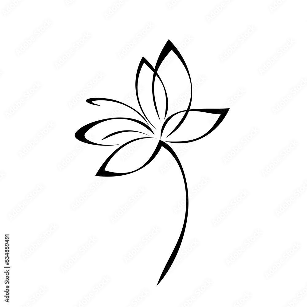 one stylized blooming flower on a short stalk without leaves. graphic decor