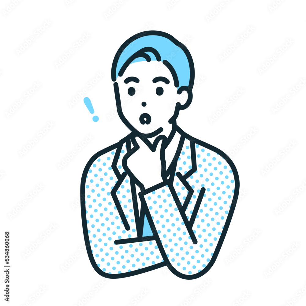 何かを発見した男性。インスピレーションを得た会社員のイラスト素材。