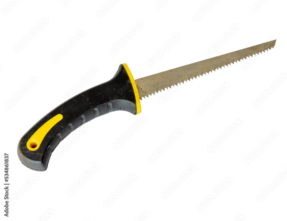 Small hand saw on white isolated background Small hand saw on white isolated background