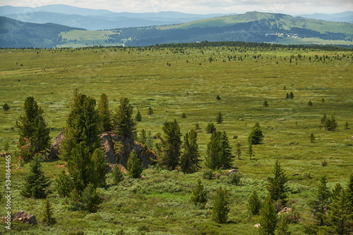 Stones on the mountainside. Seminsky mountain range in Altai