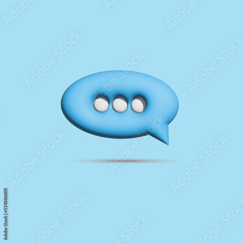 3d speech bubble text icons, isolated on blue background.