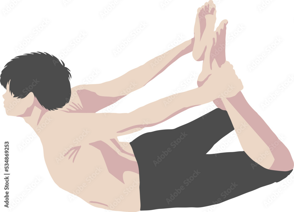 Obraz premium ヨガの弓のポーズの男性のベクターイラスト 