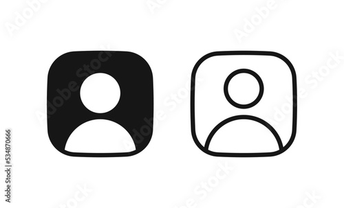profile user icon, login account sign, male person profile avatar symbol in square