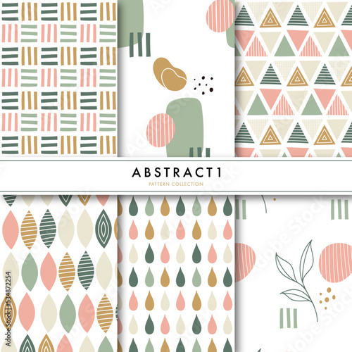 手書きの秋の配色パターンセット　Abstract Hand Drawn Pattern Set