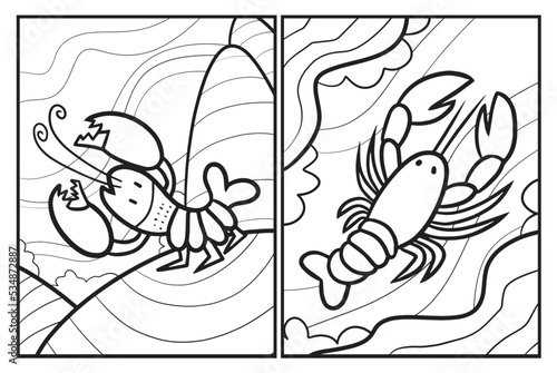 Funny lobster coloring pages