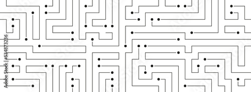 Future circuit board connect dots and lines banner background template. Network technology database graphic vector.