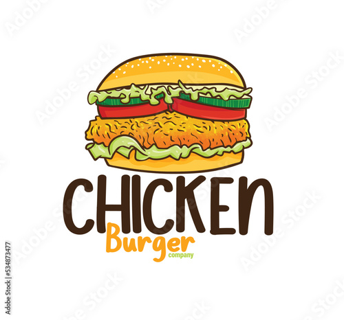 Funny chicken burger company logo template