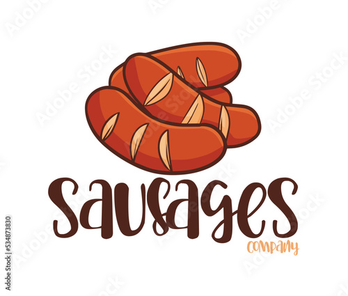 Cute and funny logo for sausages store or company