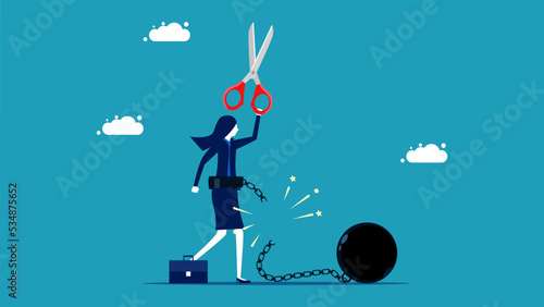 Freedom. Businesswomen are freed in chains. business concept vector illustration eps