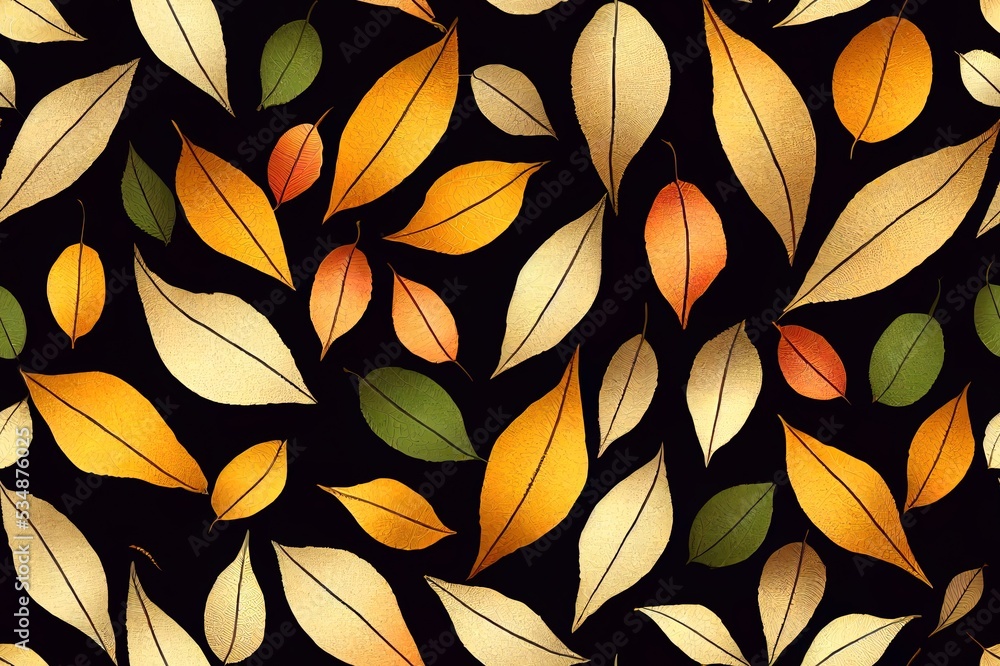 Autumn graphic leaves. Melange from leaves for decoration on brown background. Seamless pattern. Autumn graphic leaves. Melange from leaves for decoration on brown background. Seamless pattern.