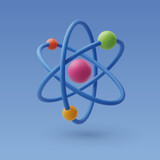 3d Vector Atom, Molecular Chemistry, Physics Science concept.