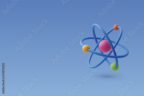 3d Vector Atom, Molecular Chemistry, Physics Science concept.