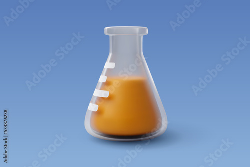  3d Vector Flask Chemistry, Scientific banner for medicine, Biology, Chemistry and science concept.