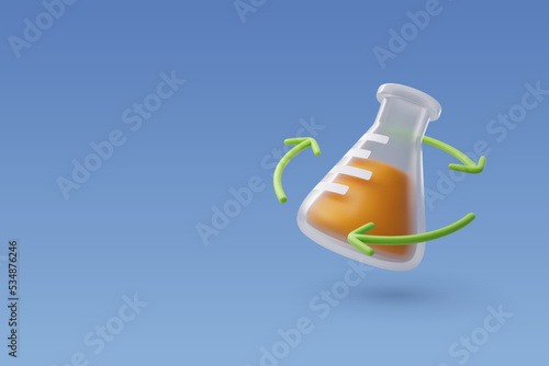  3d Vector Flask Chemistry, Scientific banner for medicine, Biology, Chemistry and science concept.