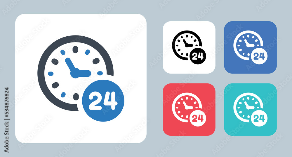 24 hours icon - vector illustration . 24, hours, support, 24h, hour, service, Non stop, Delivery, Shipping, time, clock, sign, symbol, flat, icons .