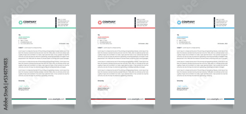 Modern corporate business letterhead design template. Vector editable file.