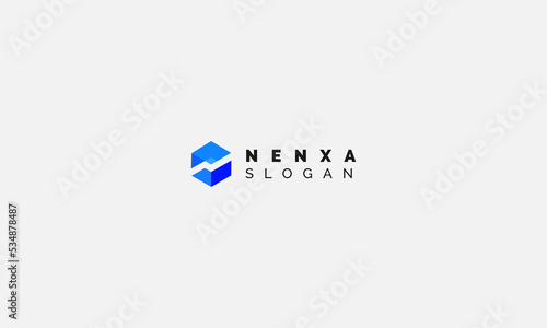 Letter N Blue color creative flat business logo