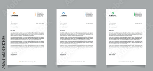 professional corporate company letterhead design template with orange, blue and green color.