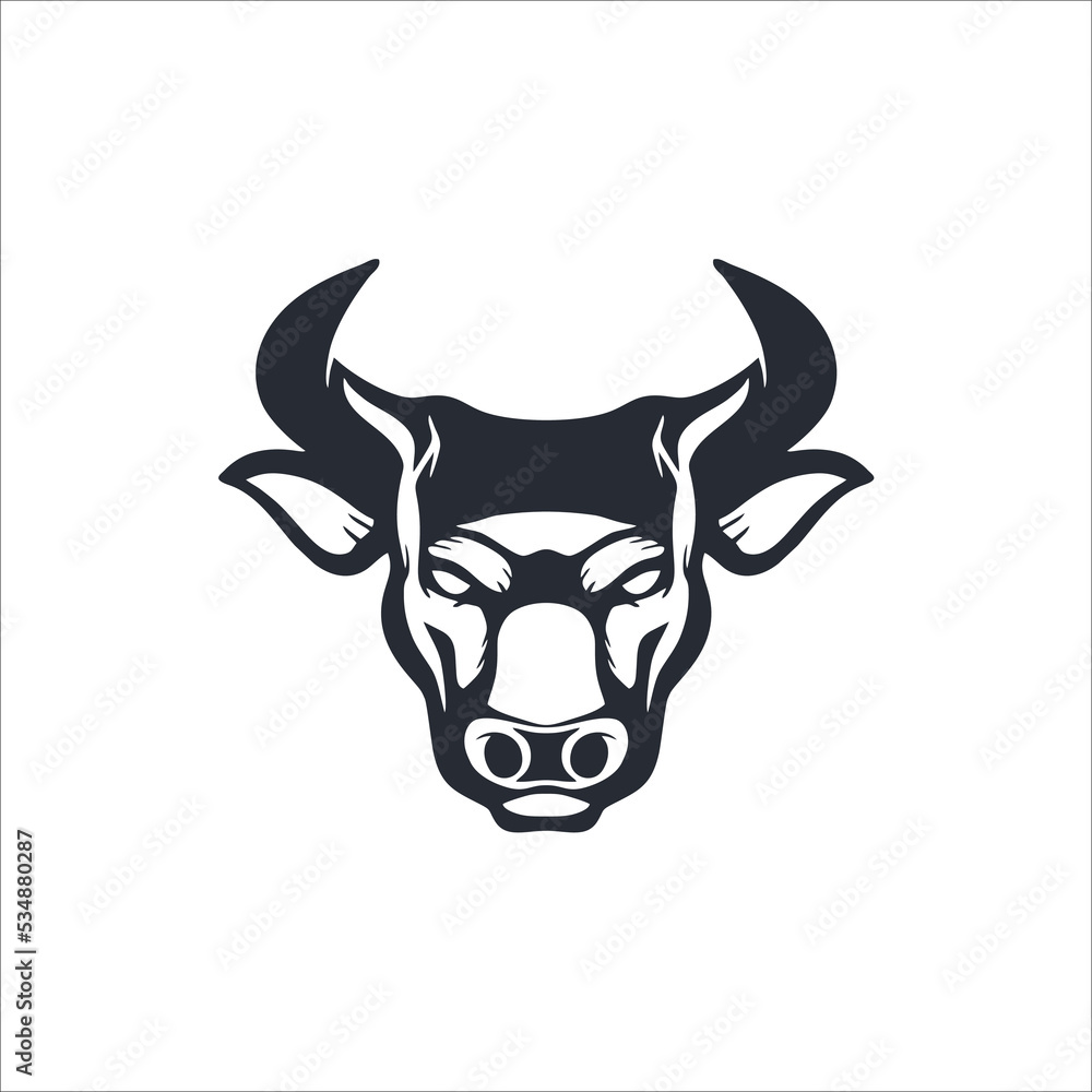 Creative design vector bull head logo Creative design vector bull head logo