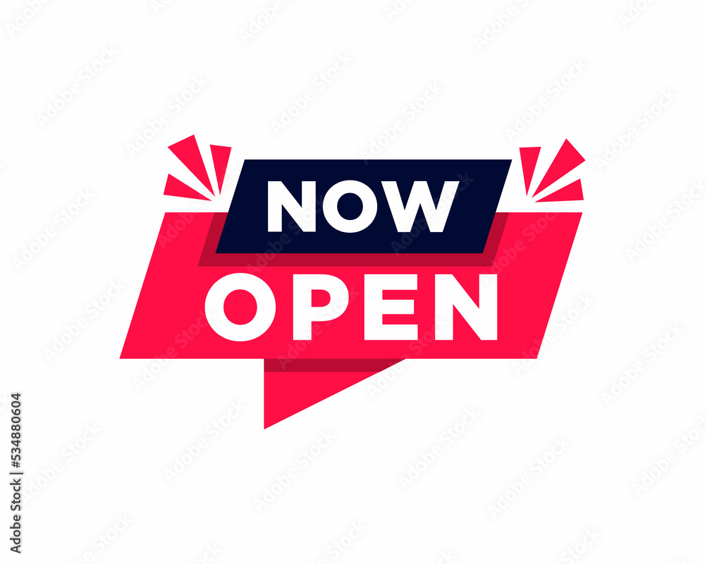 Vector Illustration Now Open Pin, Now open speech bubble vector Vector Illustration Now Open Pin, Now open speech bubble vector