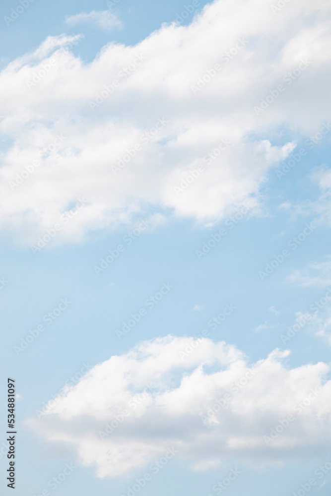 Naklejka premium Clouds in the blue sky. Summer blue sky cloud gradient light white background. Beauty clear cloudy in sunshine calm bright winter air background. Gloomy vivid cyan landscape in environment day.