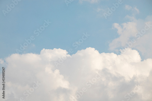 Clouds in the blue sky. Summer blue sky cloud gradient light white background. Beauty clear cloudy in sunshine calm bright winter air background. Gloomy vivid cyan landscape in environment day.