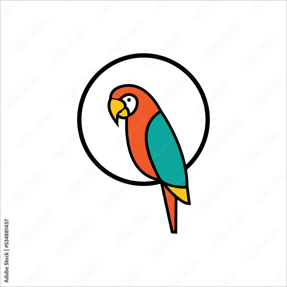 Fototapeta premium parrot tropical bird color icon vector illustration Pro Vector