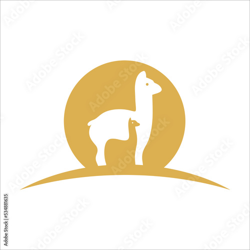 Vector Logo Illustration Alpacas Elegant Silhouette