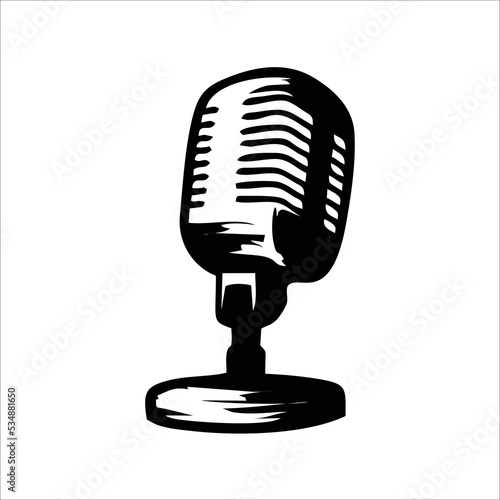 Black silhouette retro stage microphone icon vector stock illustration