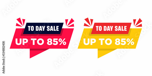 Vector Illustration Today Only Sale Sign. Up To 85 percent Off Origami Speech Bubble. Set Sale Label Design.