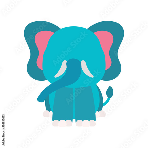 Cute Little Elephant Sitting Wild Animal in Animated Cartoon Vector Illustration
