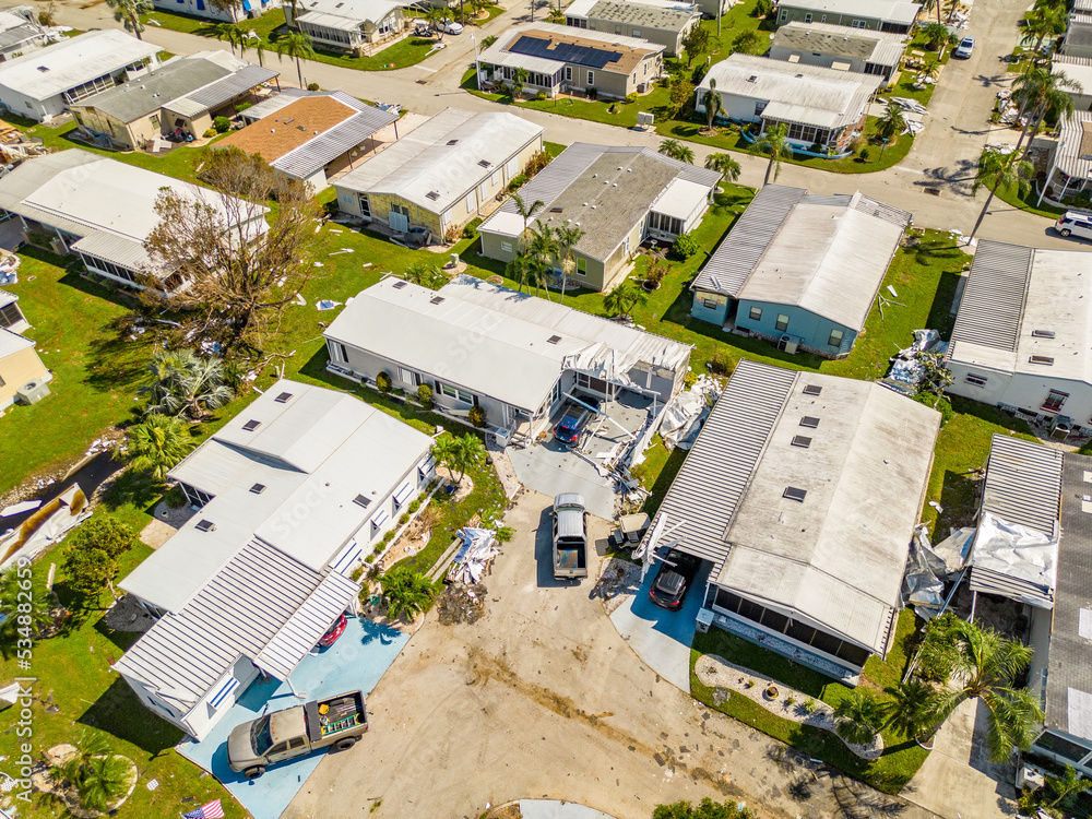 Aerial drone photo of mobile home trailer parks in Fort Myers FL which ...