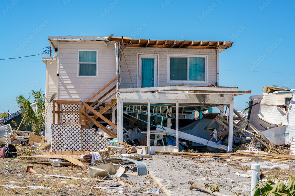 Two story modular home destroyed by Hurricane Ian Fort Myers Beach FL Stock Photo Adobe Stock