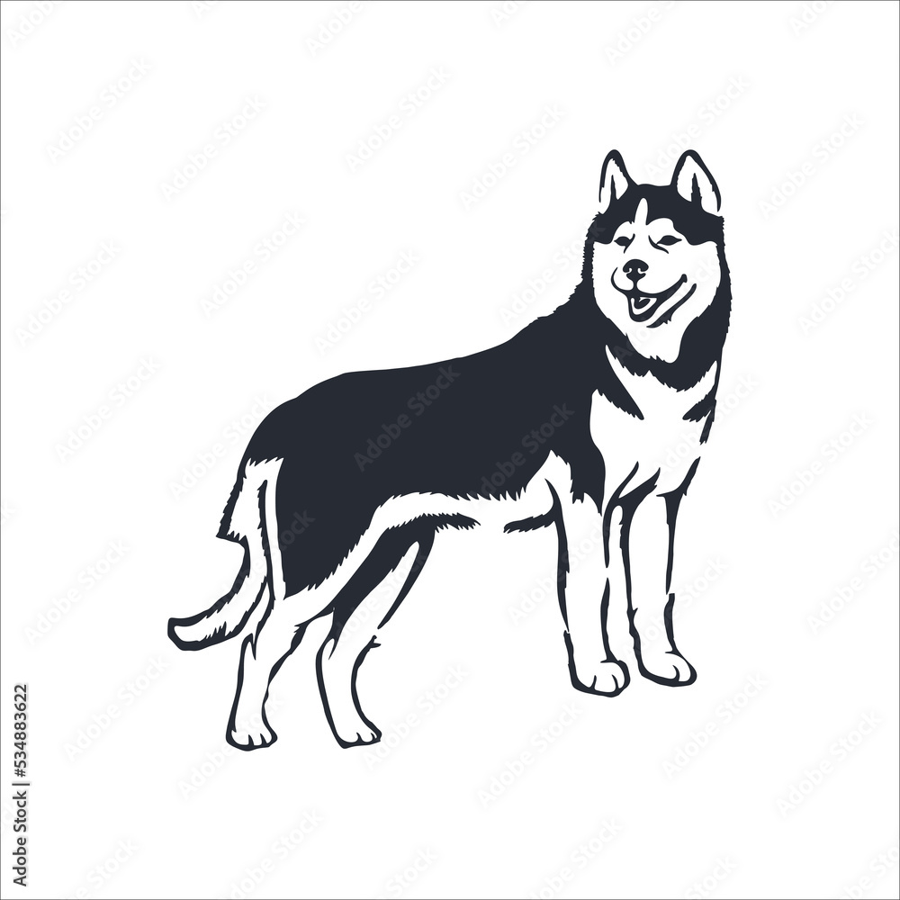 Dog illustration logo, pet crest design on white background