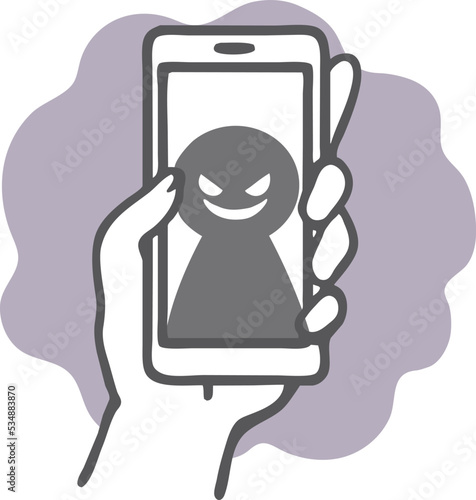 スマートフォンとネット犯罪者のイラスト素材