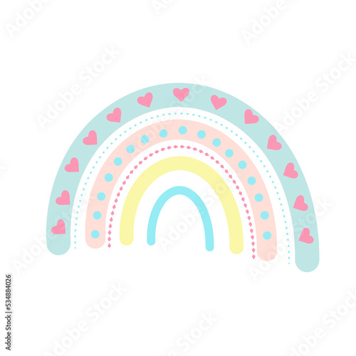Pastel boho rainbow transparent PNG clipart. Scandinavian print for baby shower, nursery, playroom, birthday, children's party and other.