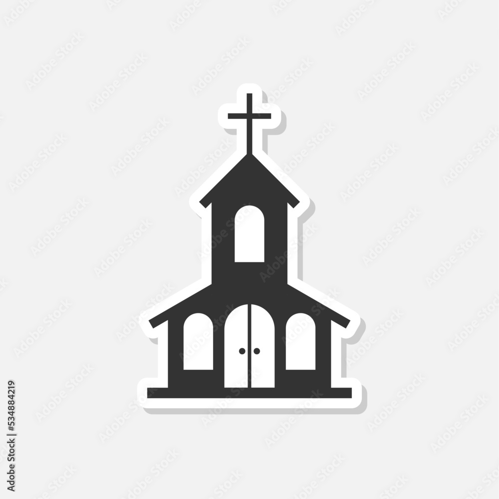 Sticker Church building icon isolated on white background
