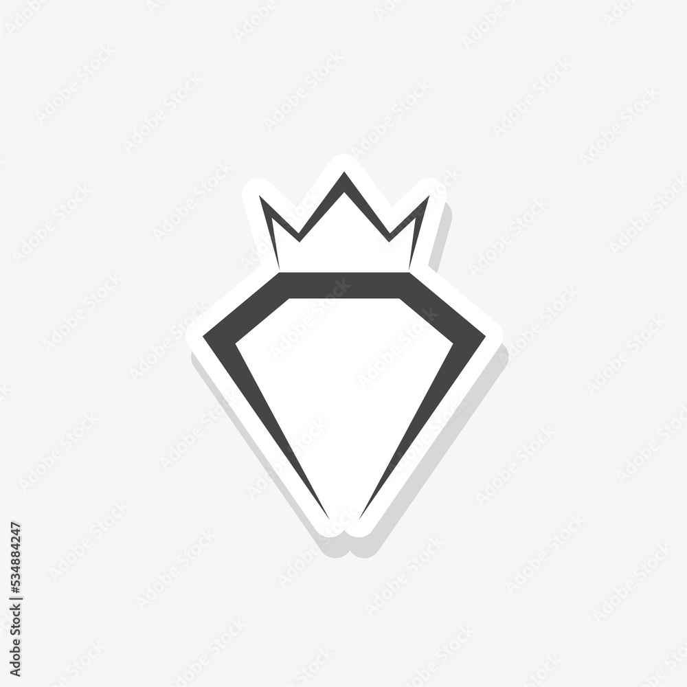 Diamond with crown logo sticker design isolated on white background Diamond with crown logo sticker design isolated on white background