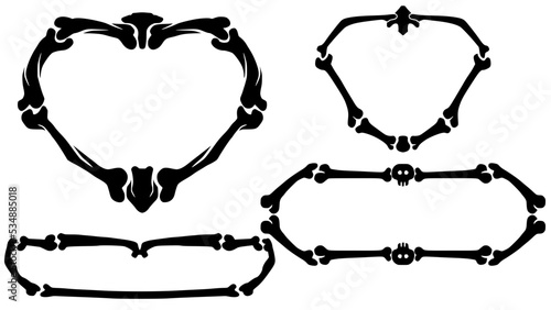 frame with wings bone frame art vector set