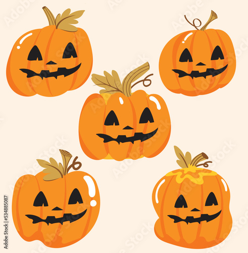Vector halloween pumpkins collection
