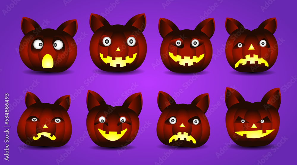 Scary pumpkins character with bat ears. Scary pumpkins character with bat ears.